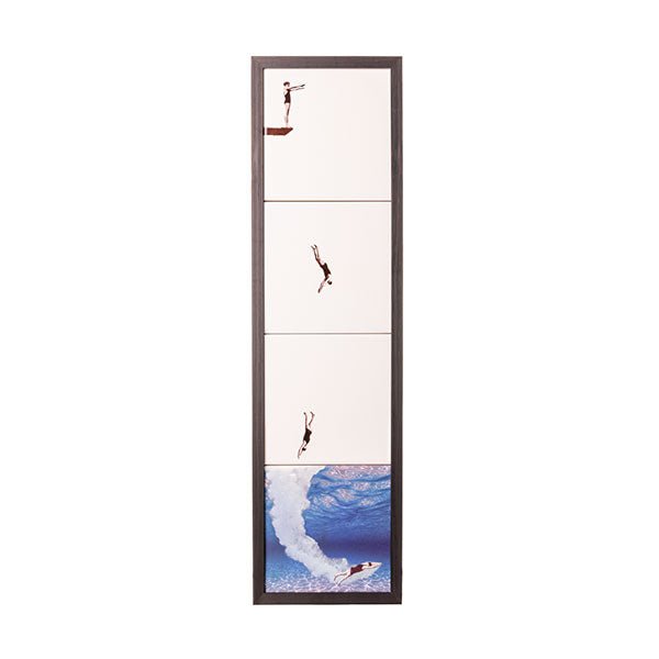 Conjunto de Azulejos Mergulhador Emoldurado Preto por Greghi Design