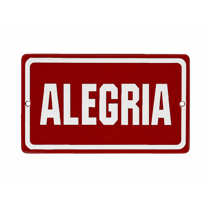 Placa Decorativa Esmaltada Alegria Vermelha