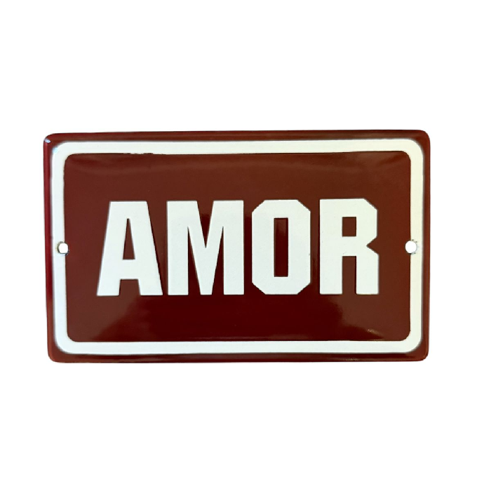 Placa Decorativa Esmaltada Amor Vermelha