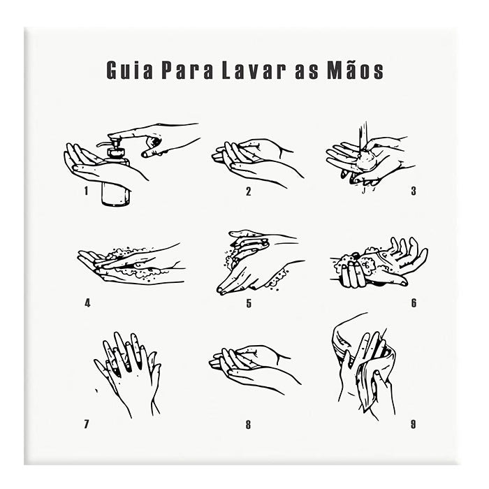 Azulejo Decorativo Guia para Lavar as Mãos