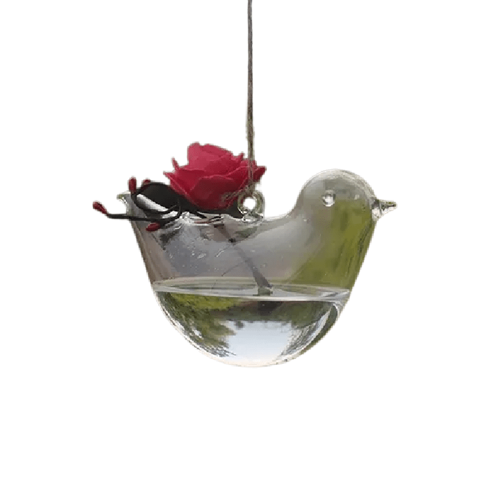 Vaso Suspenso Pássaro de Vidro