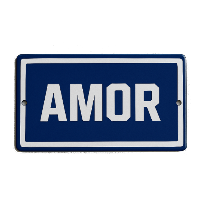 Placa Decorativa Esmaltada Amor Azul