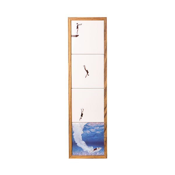 Conjunto de Azulejos Mergulhador Emoldurado Madeira por Greghi Design